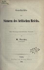 Geschichte der Steuern des britischen Reichs by Wilhelm Vocke