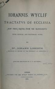 Cover of: Iohannis Wyclif Tractatvs de ecclesia by John Wycliffe