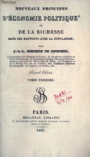Cover of: Nouveaux principes d'économie politique by Jean-Charles-Léonard Simonde Sismondi