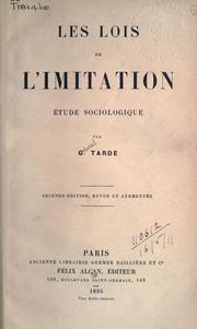 Cover of: lois de l'imitation: étude sociologique.