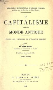 Cover of: capitalisme dans le monde antique: études sur l'histoire de l'économie romaine