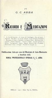 Ricordi e meditazioni by Giuseppe Cesare Abba
