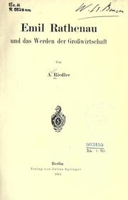 Cover of: Emil Rathenau und das Werden der Grosswirtschaft