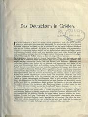 Cover of: Das Deutschtum in Gröden. by Franz Moroder