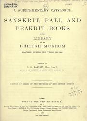 Cover of: Catalogue of Sanskrit and Pali books in the British museum. by British Museum. Department of Oriental Printed Books and Manuscripts.