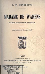 Cover of: Madame de Warens: daprès de nouveaux documents.