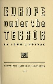 Cover of: Europe under the terror by John Louis Spivak