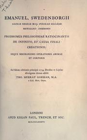 Cover of: Prodromus philosophiae ratiocinantis de infinito et causa finali creationis: de - que mechanismo operationis animae et corporis.