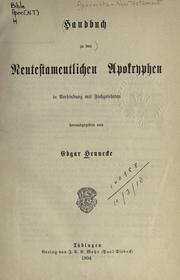 Cover of: Handbuch zu den Neutestamentlichen Apokryphen: in Verbindung mit Fachgelehrten