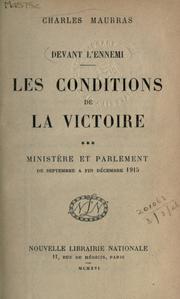 Cover of: Les conditions de la victoire. by Charles Maurras