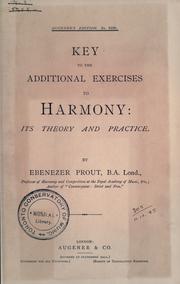 Cover of: Key to the additional exercises to Harmony : its theory and practice.