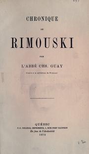 Cover of: Chronique de Rimouski by Charles Guay