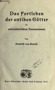 Cover of: Das fortleben der antiken Götter im mittelalterlichen Humanismus