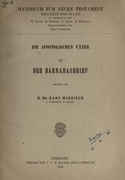 Der Barnabasbrief by Windisch, Hans