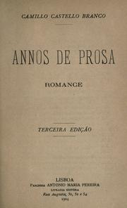 Cover of: Annos de prosa: romance