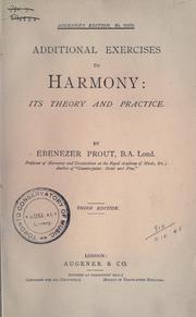 Cover of: Additional exercises to harmony: its theory and practice