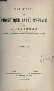 Cover of: Principes de phonétique expérimentale.