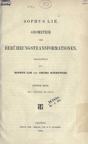 Cover of: Geometrie der Berührungstransformationen. by Sophus Lie