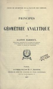 Cover of: Principes de géométrie analytique.
