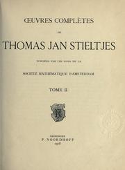 Cover of: Oeuvres complètes.: Publiées par les soins de la Société mathématique d'Amsterdam.