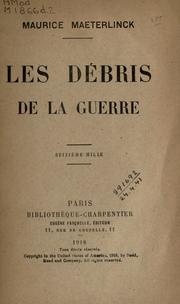 Cover of: Les débris de la guerre.