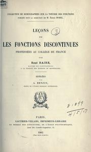 Cover of: Leçons sur les fonctions discontinués, professées au Collège de France.: Rédigées par A. Denjoy.