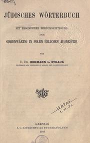 Cover of: Jüdisches Worterbuch by Strack, Hermann Leberecht