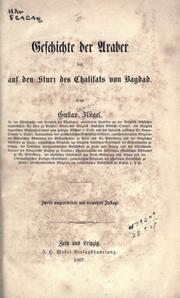 Cover of: Geschichte der Araber bis auf den Sturz des Chalifats von Bagdad.