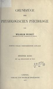 Cover of: Grundzüge der physiologischen Psychologie. by Wilhelm Max Wundt