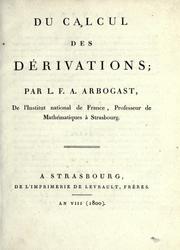 Cover of: Du calcul des dérivations.