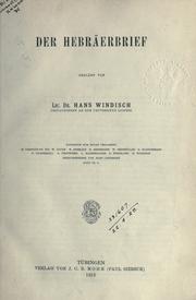 Cover of: Der Hebräerbrief. by Windisch, Hans