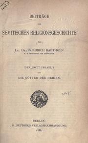Beiträge zur semitischen Religionsgeschichte by Friedrich Baethgen