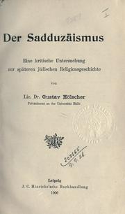 Cover of: Sadduzäismus: eine kritische Untersuchung zur späteren jüdischen Religionsgeschichte.
