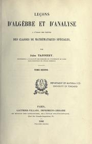 Cover of: Leçons d'algèbre et d'analyse: à l'usage des élèves des classes de mathematiques spéciales