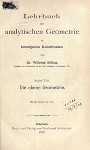 Cover of: Lehrbuch der analytischen Geometrie in homogenen Koordinaten.