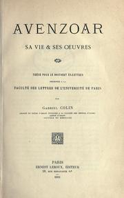 Cover of: Avenzoar, sa vie et ses oeuvres.