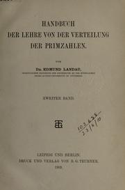 Cover of: Handbuch der Lehre von der Verteilung der Primzahlen.