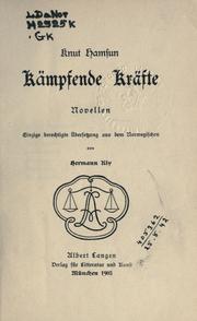 Cover of: Kämpfende Kräfte by Knut Hamsun