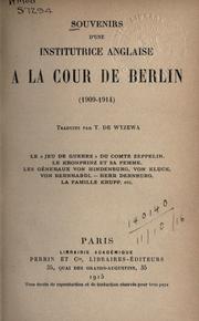 Cover of: Souvenirs d'une instituutrice anglaise à la cour de Berlin, (1909-1914)