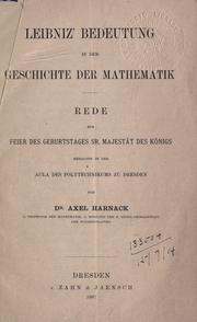 Leibniz' Bedeutung in der Geschichte der Mathematik by Harnack, Axel