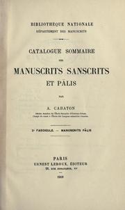 Cover of: Catalogue sommaire des manuscrits sanscrits et plis by Bibliothèque nationale (France). Département des manuscrits.