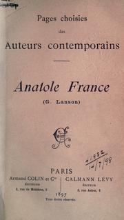 Cover of: Anatole France.: [Avec une notice par] G. Lanson.