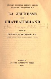 Cover of: jeunesse de Chateaubriand