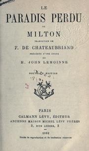 Cover of: paradis perdu de Milton, traduction de F. de Chateaubriand.: Précédée d'une étude de John Lemoinne.