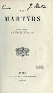 Cover of: Les martyrs by François-René de Chateaubriand