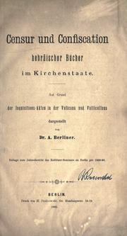 Censur und Confiscation hebräischer Bücher im Kirchenstaate by Abraham Berliner
