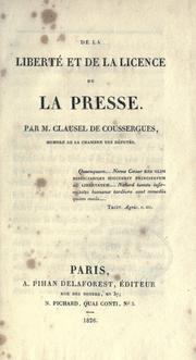 Cover of: De la liberté et de la licence de la presse