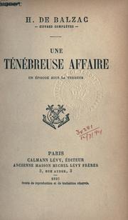 Cover of: ténébreuse affaire.: Un épisode sous la terreur.