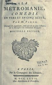 Cover of: La métromanie by Alexis Piron, Alexis Piron