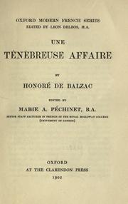 Cover of: Une ténébreuse affaire.: Edited by Marie A. Péchinet.